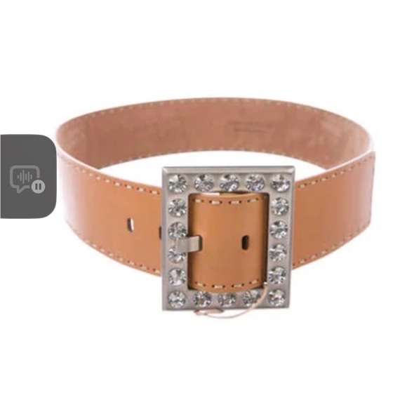Michael Kors Collection Accessories - Michael Kors Collection Camel Belt with Crystal Silver Buckle